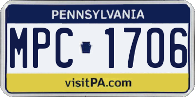 PA license plate MPC1706