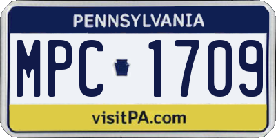 PA license plate MPC1709