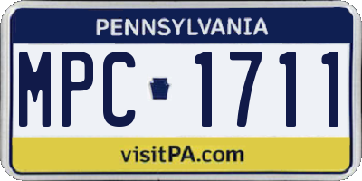 PA license plate MPC1711