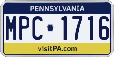PA license plate MPC1716