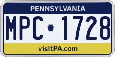 PA license plate MPC1728