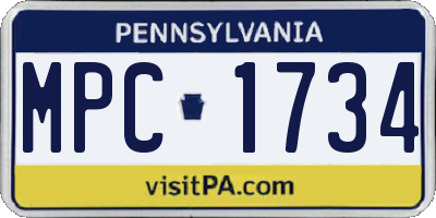 PA license plate MPC1734
