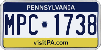 PA license plate MPC1738