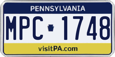 PA license plate MPC1748