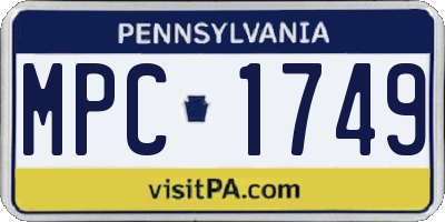 PA license plate MPC1749