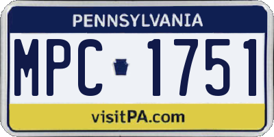 PA license plate MPC1751