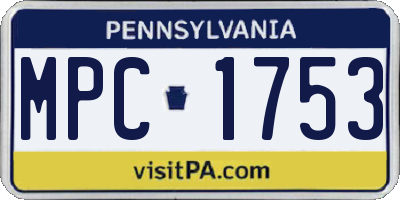 PA license plate MPC1753