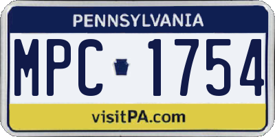 PA license plate MPC1754