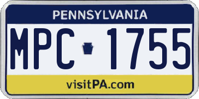PA license plate MPC1755