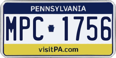 PA license plate MPC1756