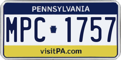 PA license plate MPC1757
