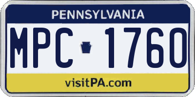 PA license plate MPC1760