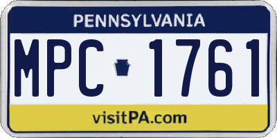 PA license plate MPC1761