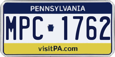 PA license plate MPC1762