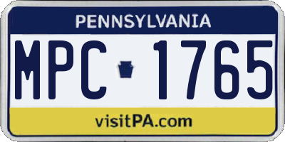 PA license plate MPC1765