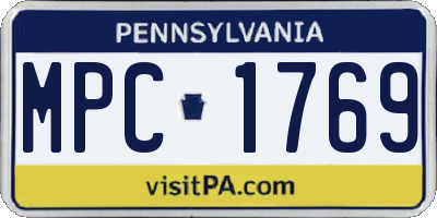 PA license plate MPC1769