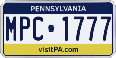 PA license plate MPC1777