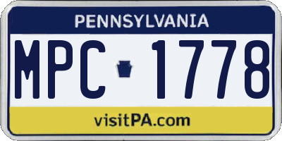 PA license plate MPC1778