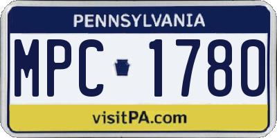 PA license plate MPC1780