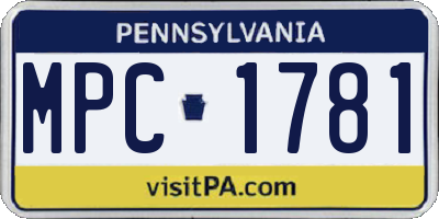 PA license plate MPC1781