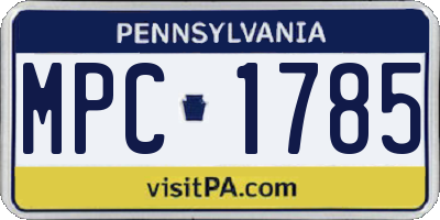 PA license plate MPC1785