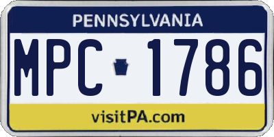 PA license plate MPC1786