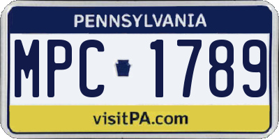 PA license plate MPC1789