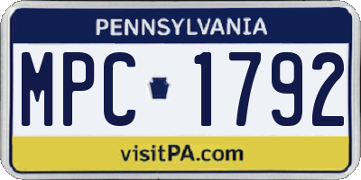 PA license plate MPC1792