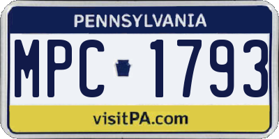 PA license plate MPC1793