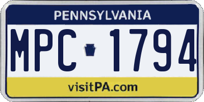 PA license plate MPC1794