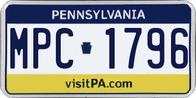 PA license plate MPC1796