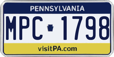 PA license plate MPC1798
