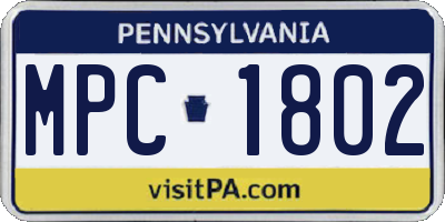 PA license plate MPC1802