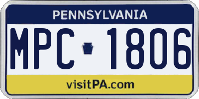 PA license plate MPC1806