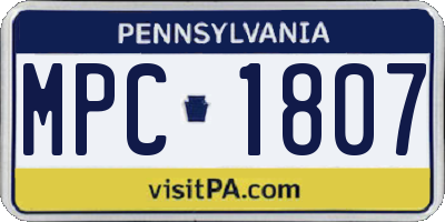 PA license plate MPC1807