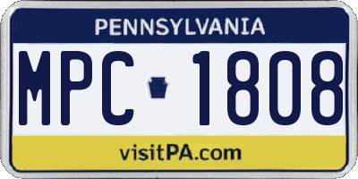 PA license plate MPC1808