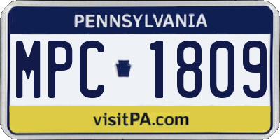 PA license plate MPC1809