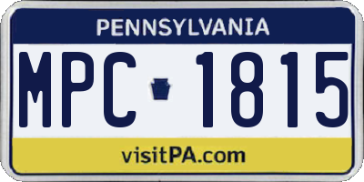 PA license plate MPC1815