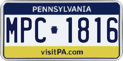 PA license plate MPC1816