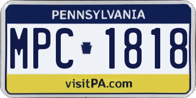 PA license plate MPC1818