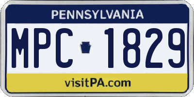 PA license plate MPC1829