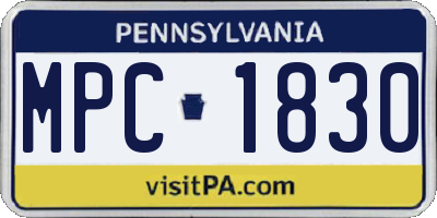 PA license plate MPC1830
