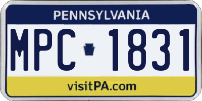 PA license plate MPC1831