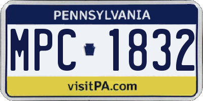 PA license plate MPC1832