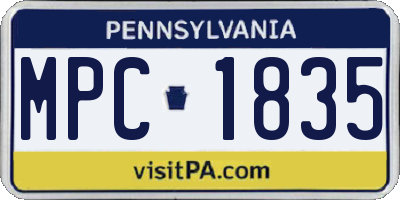 PA license plate MPC1835