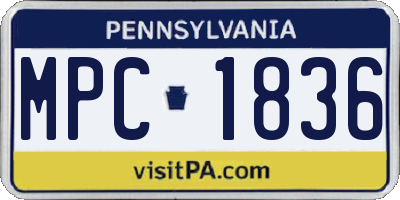 PA license plate MPC1836