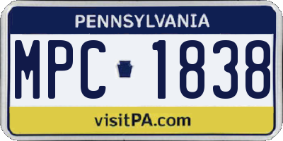 PA license plate MPC1838