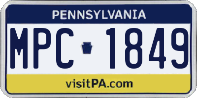 PA license plate MPC1849