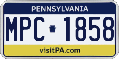 PA license plate MPC1858