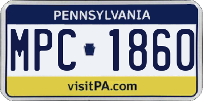 PA license plate MPC1860